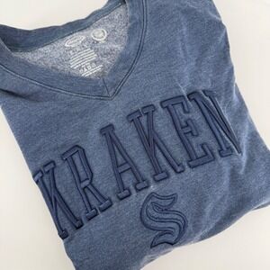 Concepts Sport Seattle Kraken NHL Blue V Neck Long Sleeve T-Shirt Women's XL